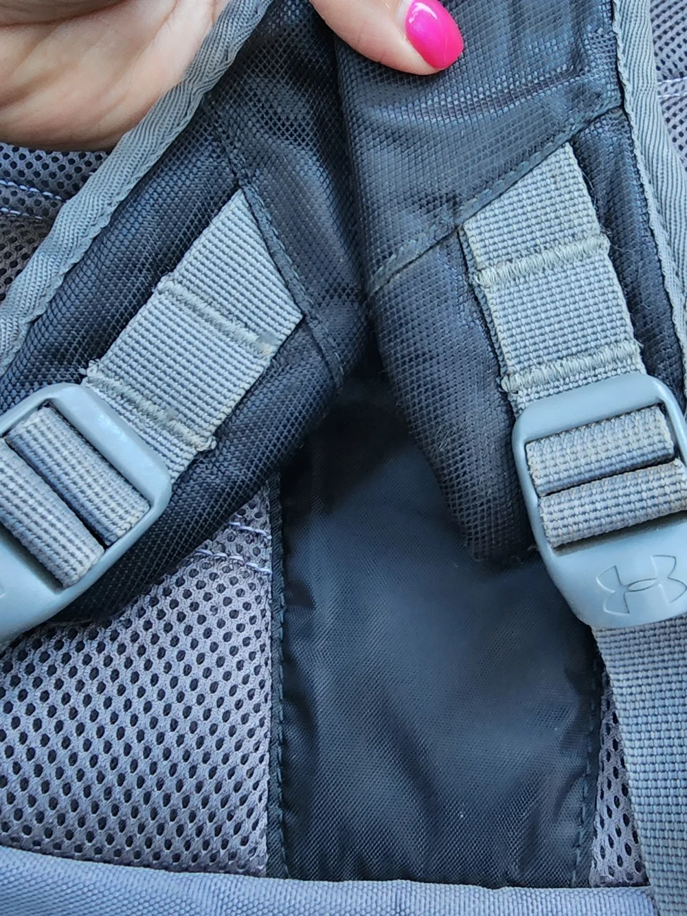 Under Armour Hustle Backpack Black Grey EFT Logo